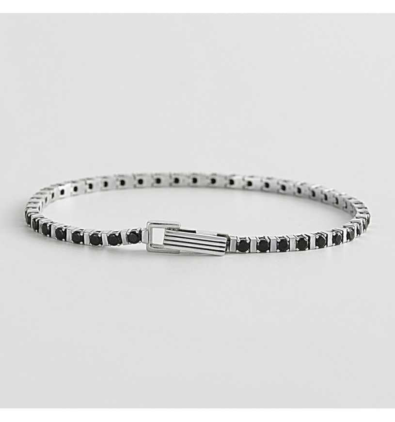 MABINA UOMO - Bracciale Tennis Nero Alternato