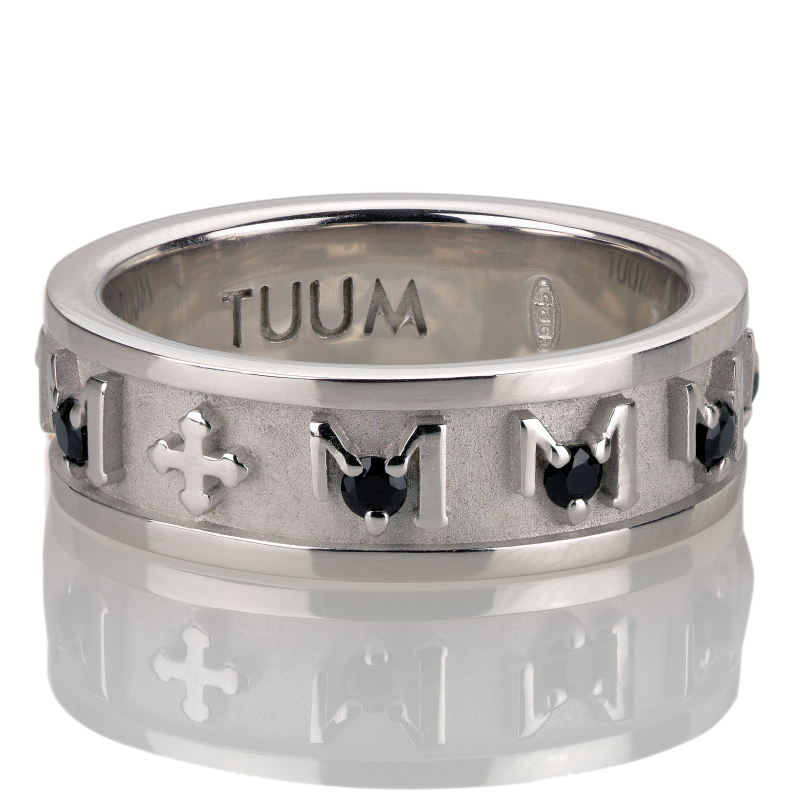 TUUM - Anello Decem con Spinelli Neri
