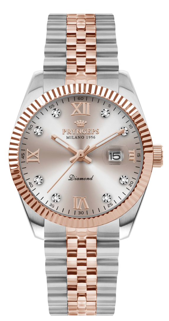 PRYNGEPS - Orologio Acciaio Rose Gold Diamanti