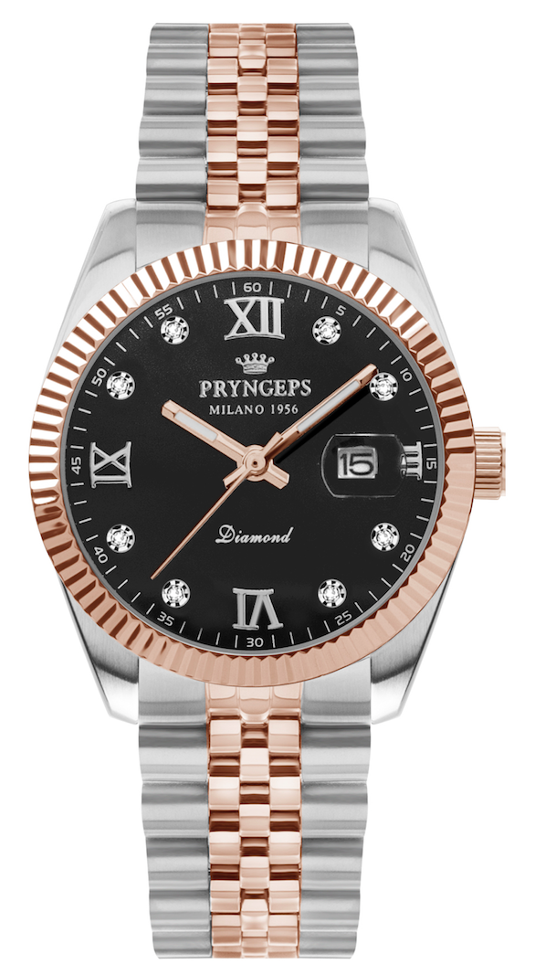 PRYNGEPS - Orologio Acciaio Rose Gold Diamanti