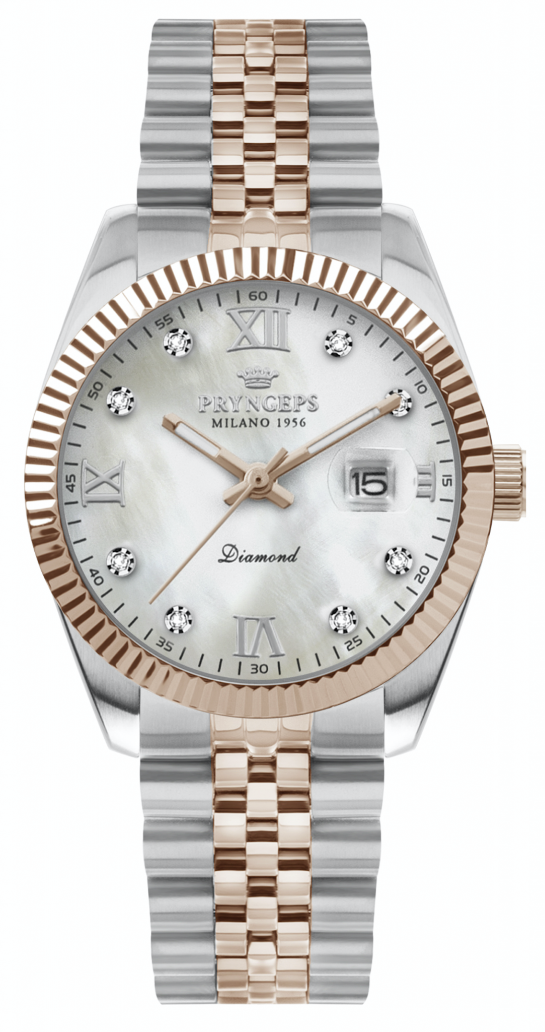 PRYNGEPS - Orologio Acciaio Rose Gold Diamanti
