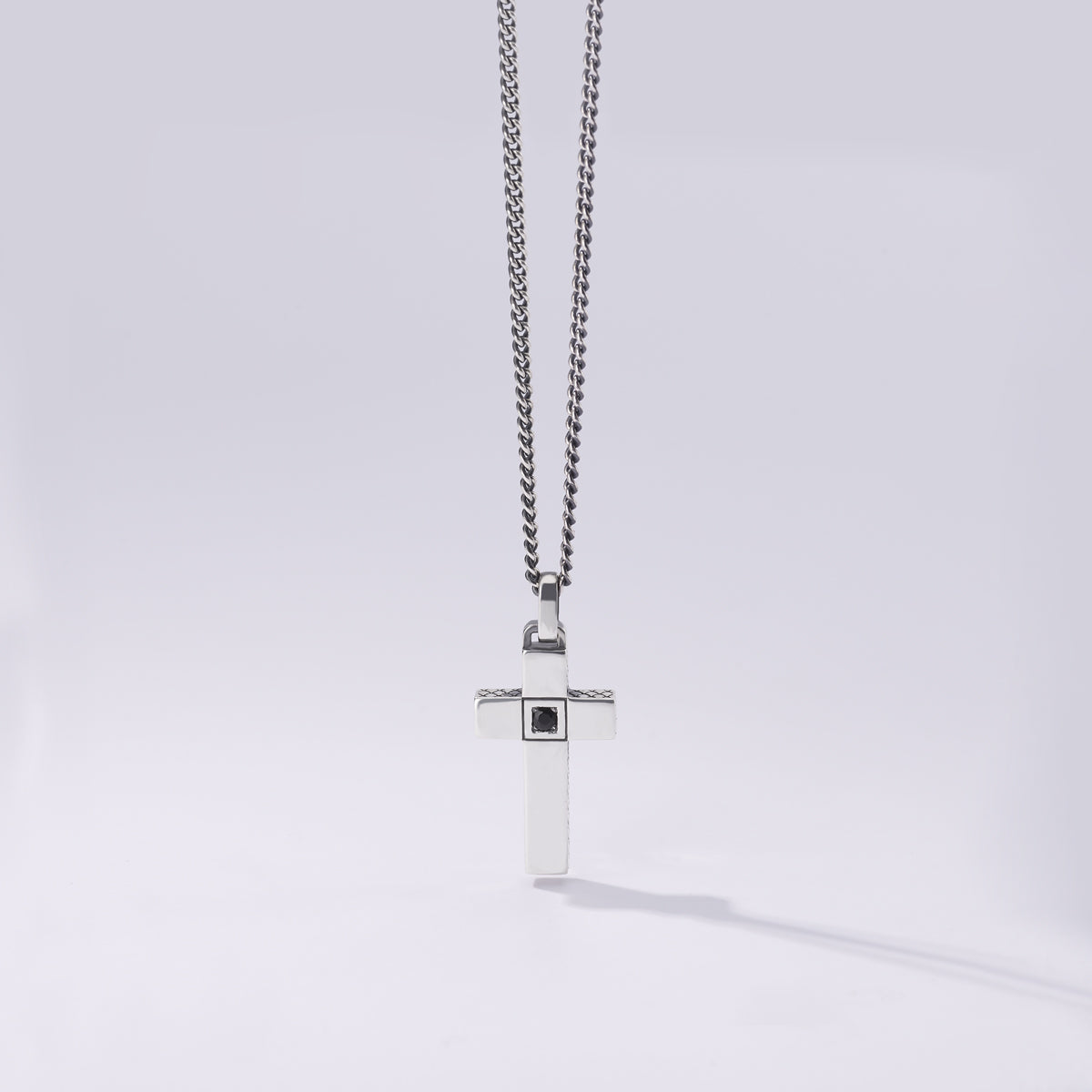 MABINA UOMO - Collana Croce con Pietra Nera