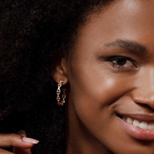 RUE DES MILLE - Orecchini Cerchio Maglia Marina