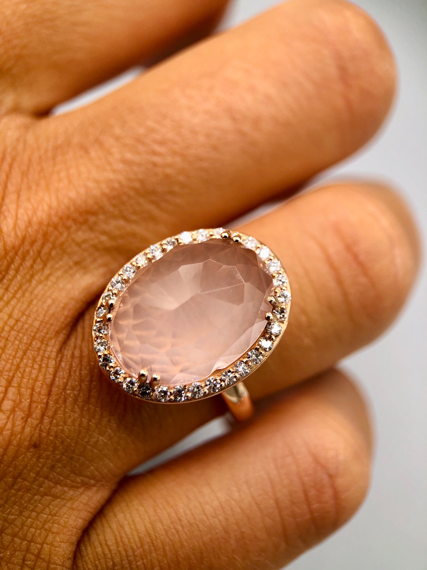 Gioielli Venone - Anello Quarzo Rosa e Diamanti
