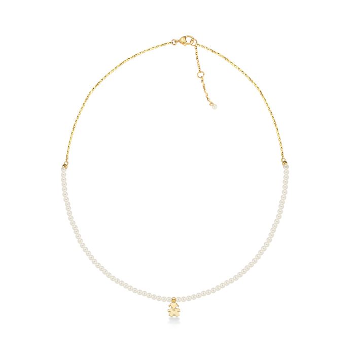Le Bebé - Collana Bimba Oro Giallo, Perle e Diamante