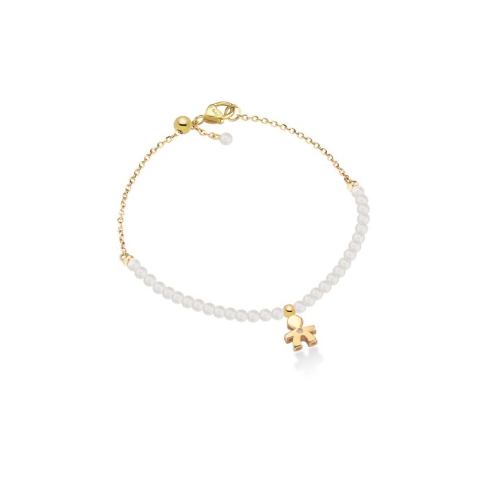LeBebè - BRACCIALE BIMBO ORO GIALLO, PERLE E DIAMANTE