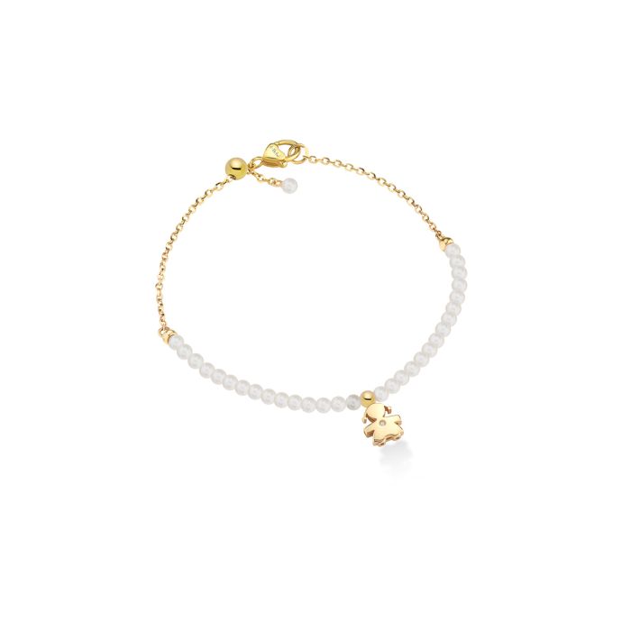 LeBebè - BRACCIALE BIMBA ORO GIALLO, PERLE E DIAMANTE