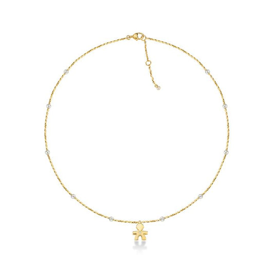 LeBebè - COLLANA BIMBO ORO GIALLO, PERLE E DIAMANTE