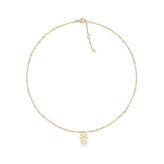 LeBebè - COLLANA BIMBA ORO GIALLO, PERLE E DIAMANTE
