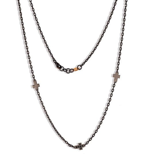 MANO - Collana con Croci in Titanio, Oro e Diamanti