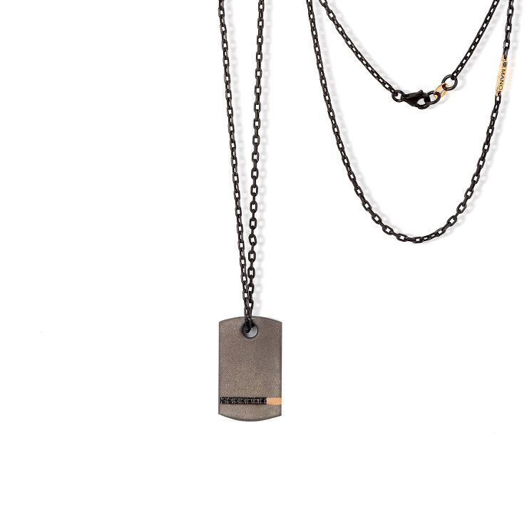 MANO - Collana con Piastra in Titanio, Oro e Diamanti  Black