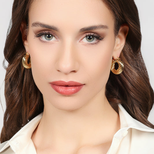 UNOAERRE - Orecchini cerchio torchon dorati