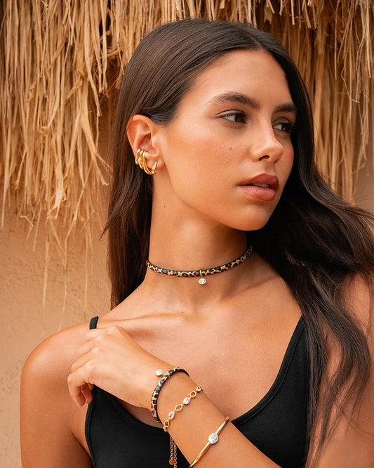 RUE DES MILLE - Choker Leopardato Oval Cut