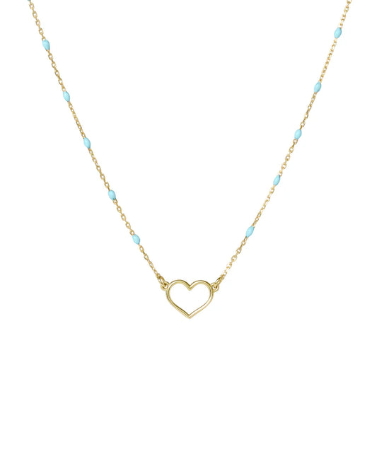 RUE DES MILLE - Girocollo cuore traforato e catena semino smaltato - ORO18KT
