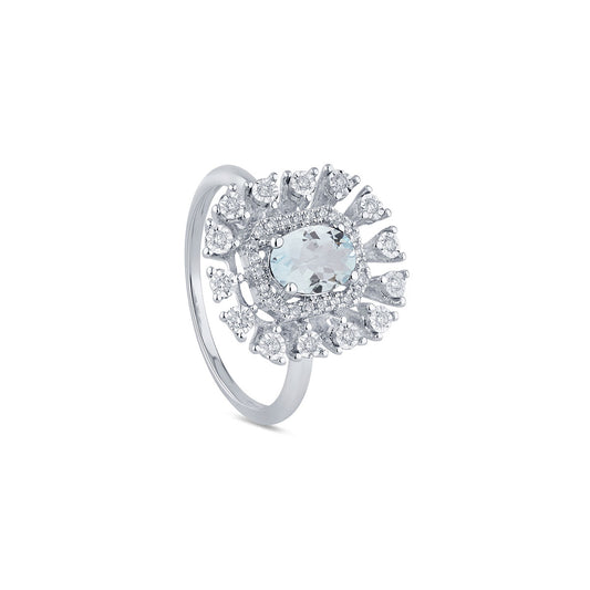 BLISS - Anello in oro bianco con acquamarina e diamanti