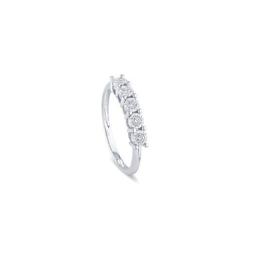 BLISS - Anello cinque pietre in oro bianco con diamanti