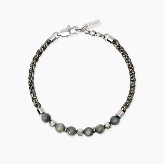 2JEWELS - Bracciale in acciaio 316L PVD gunmetal occhio di f
