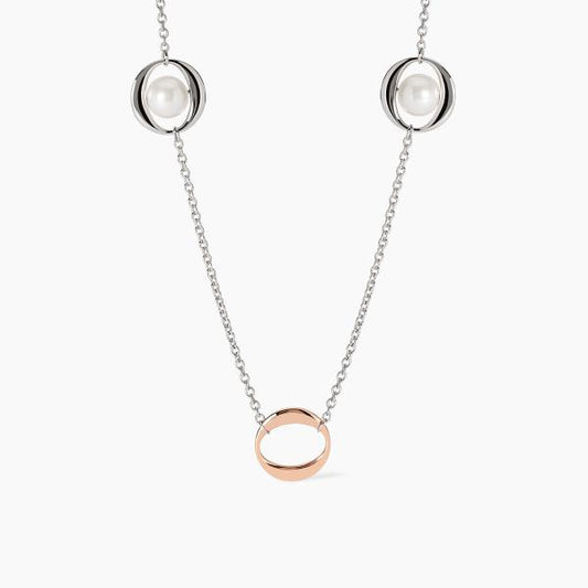 2JEWELS - Collana in acciaio 316L PVD rosé perle conchiglia