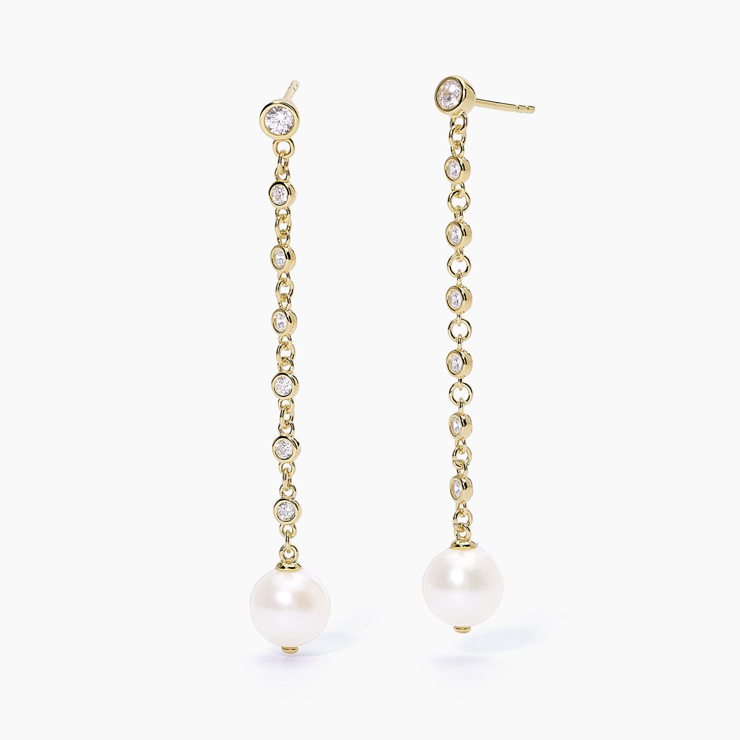 MABINA - Orecchini pendenti dorati con perla