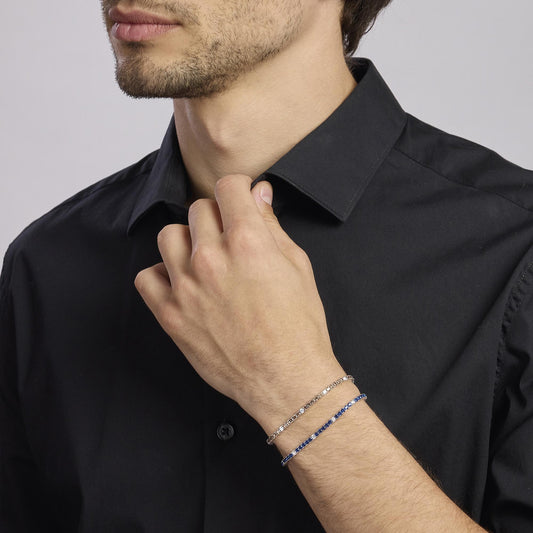 MABINA UOMO - Bracciale tennis marrone e bianco