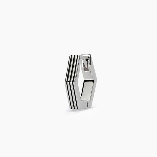 MABINA UOMO - Orecchino a cerchio con finitura rigata SFACCIATO