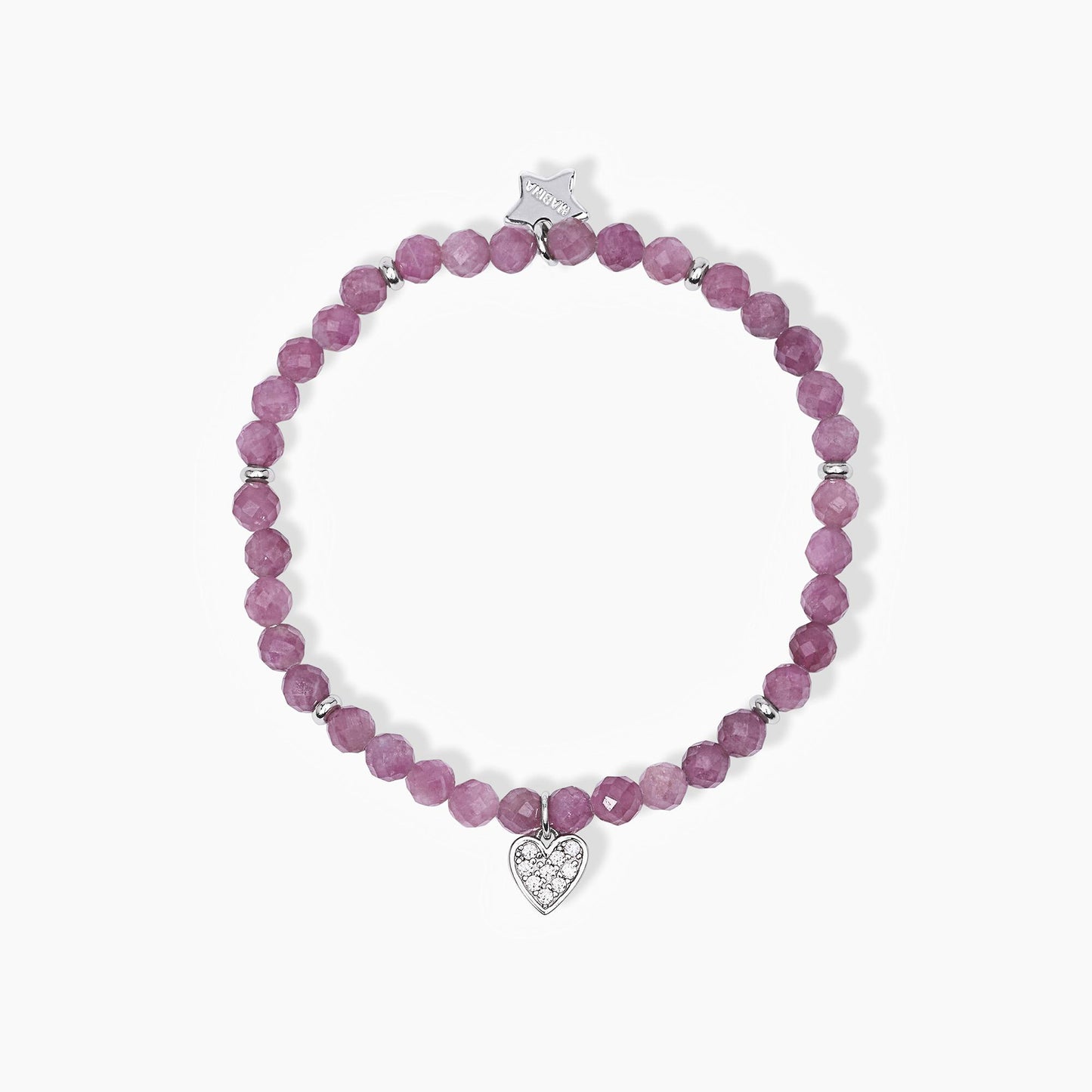 MABINA - Bracciale elastico con tormalina e cuore pendente