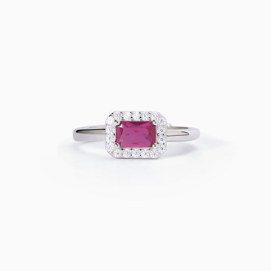 MABINA - Anello in argento con rubino sintetico o zaffiro sintetico e zirconi
