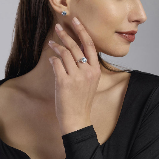 MABINA - Anello in argento con acquamarina sintetica REVIVAL