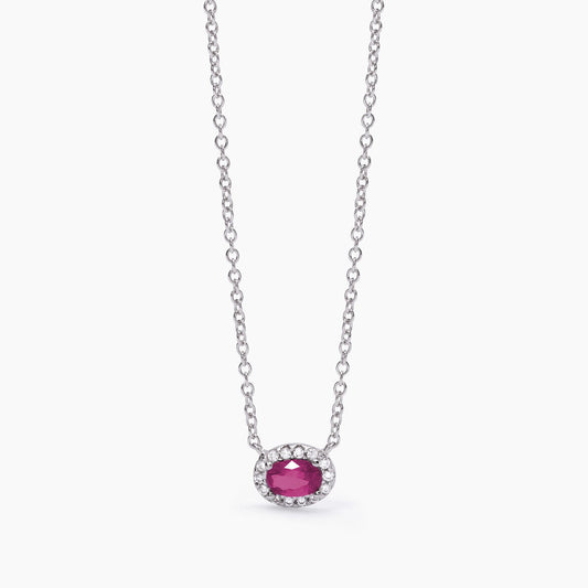 MABINA - Girocollo in argento con smeraldo o rubino sintetico ovale