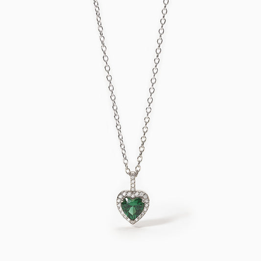 MABINA - Girocollo in argento con smeraldo sintetico taglio cuore