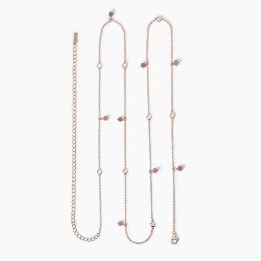 MABINA - Catena girovita in argento rosato con tormalina rosa