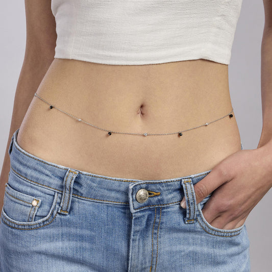 MABINA - Catena girovita in argento con agata nera