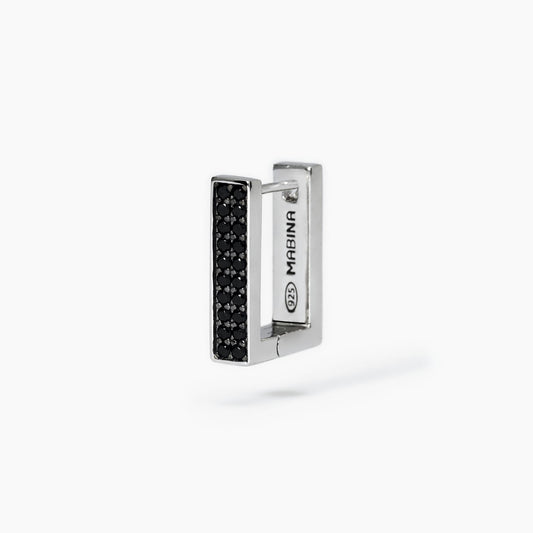 MABINA UOMO - Orecchino rettangolare in argento e zirconi neri