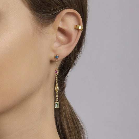 MABINA - Orecchini con castoni multiforma e multicolor