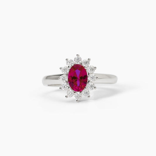 MABINA - Anello in argento con Rubino, Aquamarina sintetico ovale