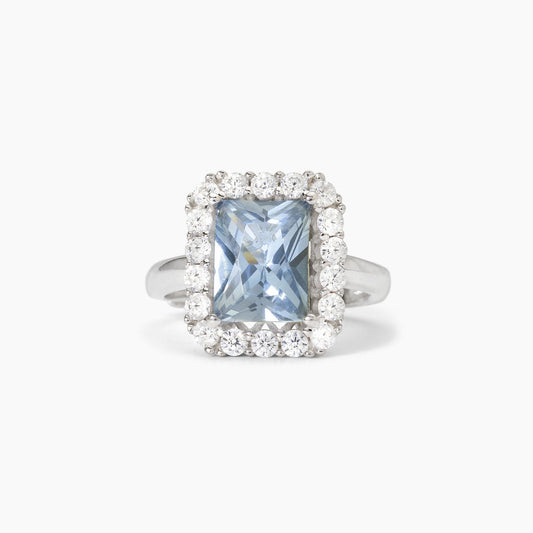 MABINA - Anello in argento con acquamarina sintetica