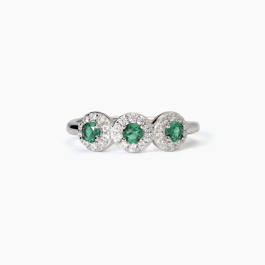 MABINA - Anello in argento con smeraldi sintetici