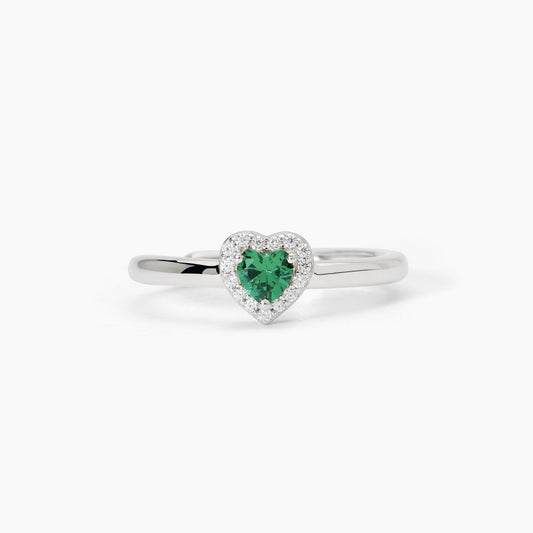 MABINA - Anello in argento con smeraldo sintetico