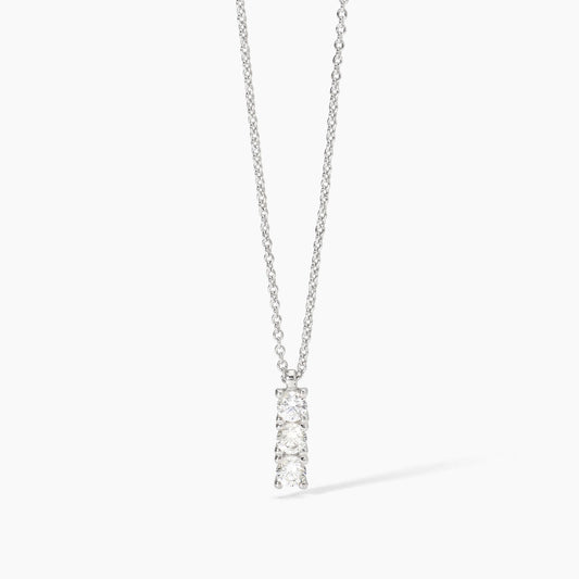 MABINA - Girocollo in argento rodiato con catena forzatina e zirconi bianchi