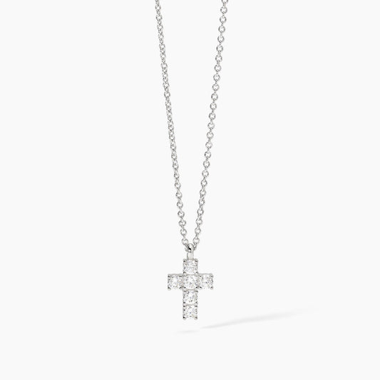 MABINA - Girocollo in argento con ciondolo croce e zirconi
