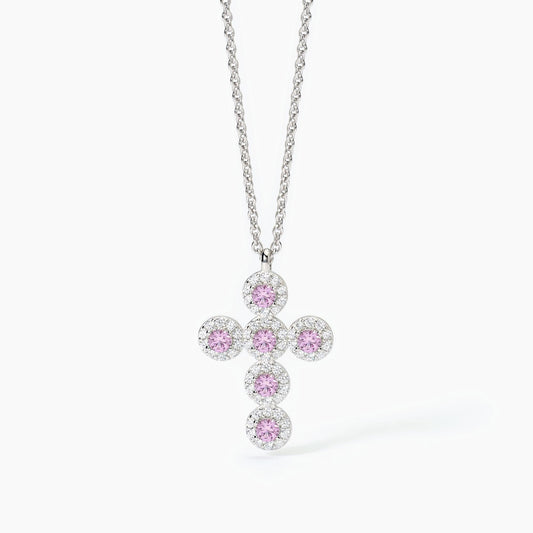 MABINA - Girocollo in argento con ciondolo croce e tormaline sintetiche