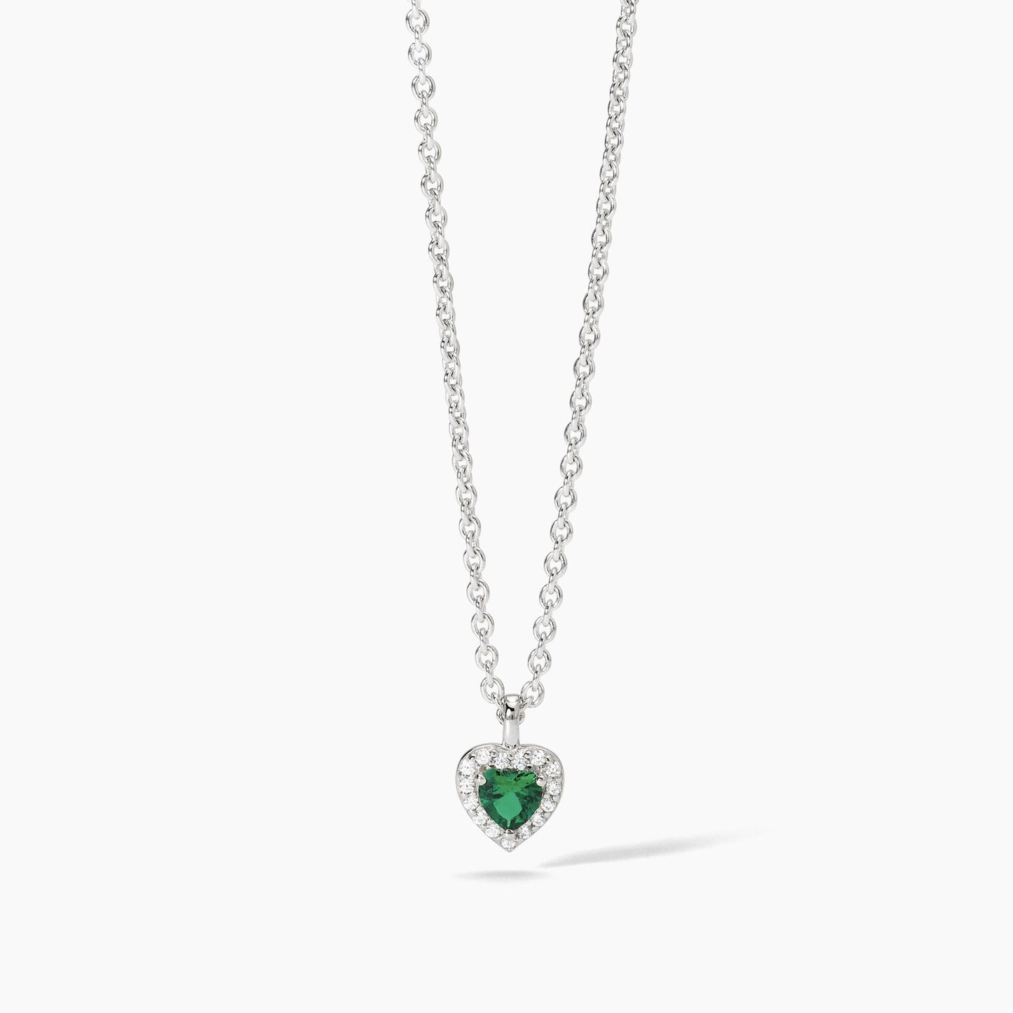 MABINA - Collana in argento con zirconi, Tormalina sintetica, Smeraldi sintetici taglio cuore