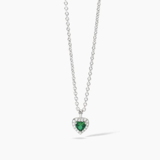 MABINA - Collana in argento con zirconi, Tormalina sintetica, Smeraldi sintetici taglio cuore