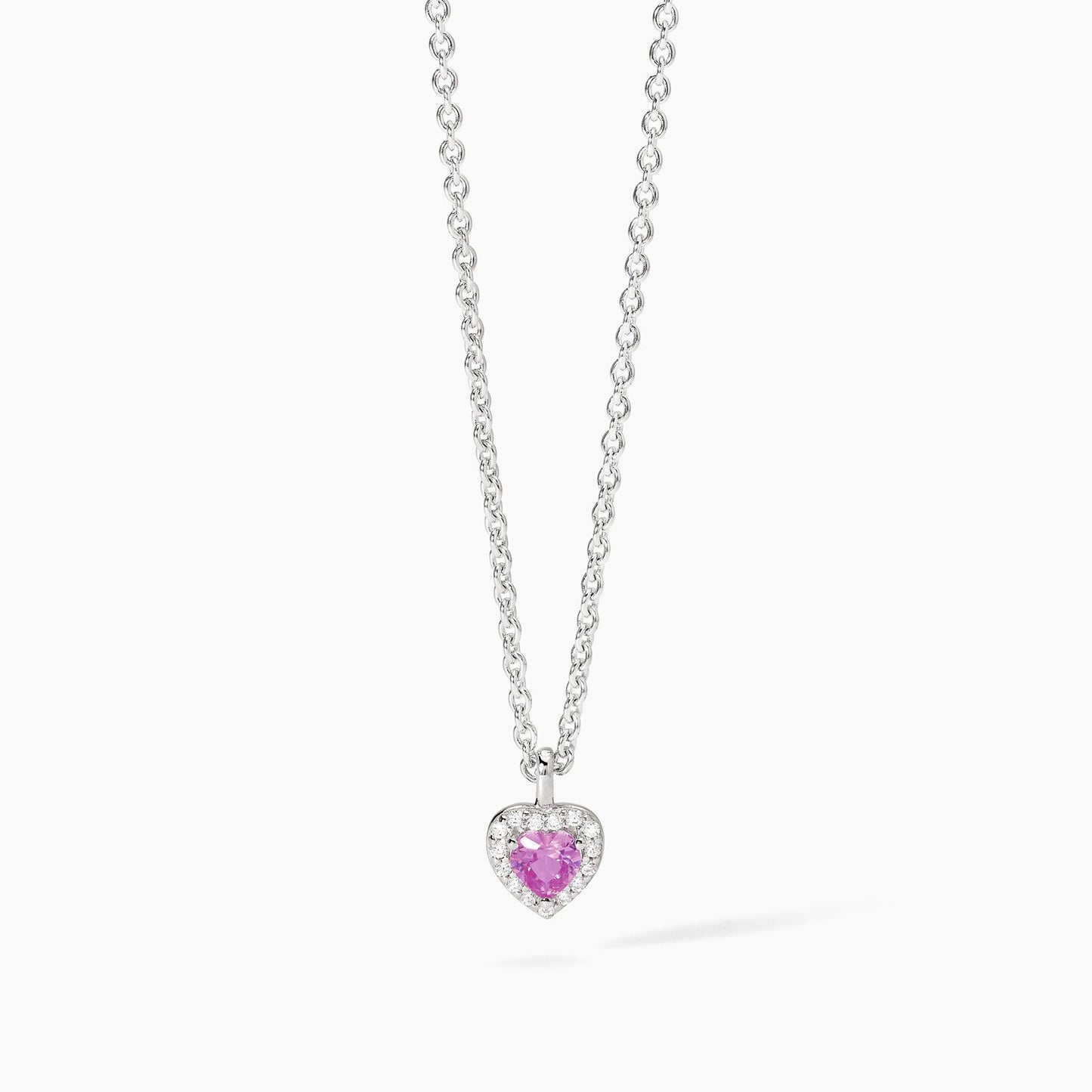 MABINA - Collana in argento con zirconi, Tormalina sintetica, Smeraldi sintetici taglio cuore