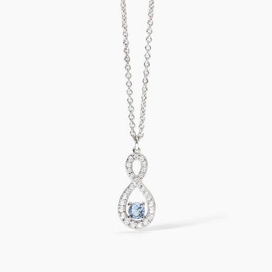 MABINA - Girocollo in argento con infinito e acquamarina sintetica