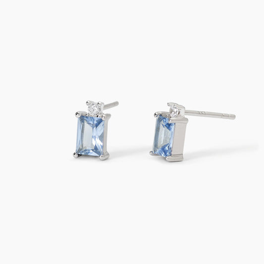MABINA - Orecchini in argento con acquamarina sintetica taglio princess