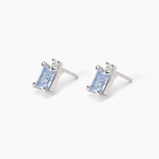 MABINA - Orecchini in argento con acquamarina sintetica taglio princess