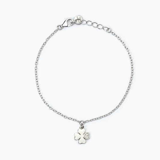 MABINA JUNIOR - Bracciale in argento con quadrifoglio e zirconi