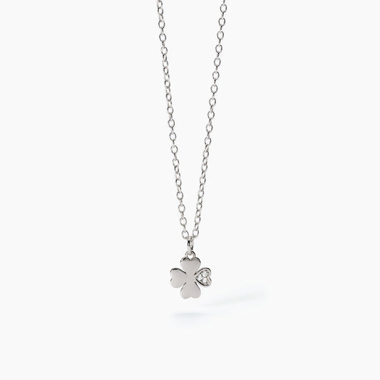 MABINA - Girocollo in argento con quadrifoglio e zirconi