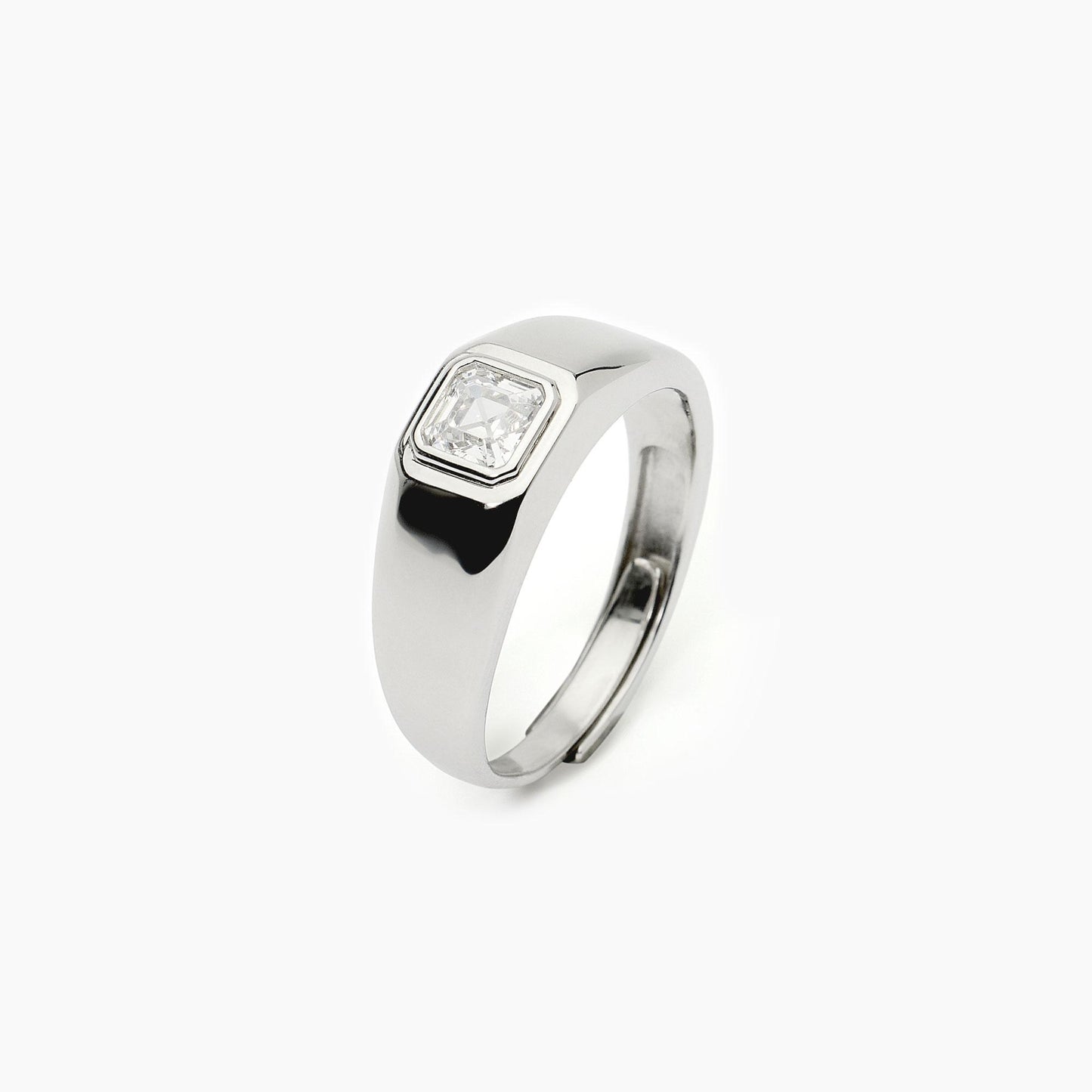 MABINA UOMO -  Anello in argento con zircone bianco NEW RETRÒ